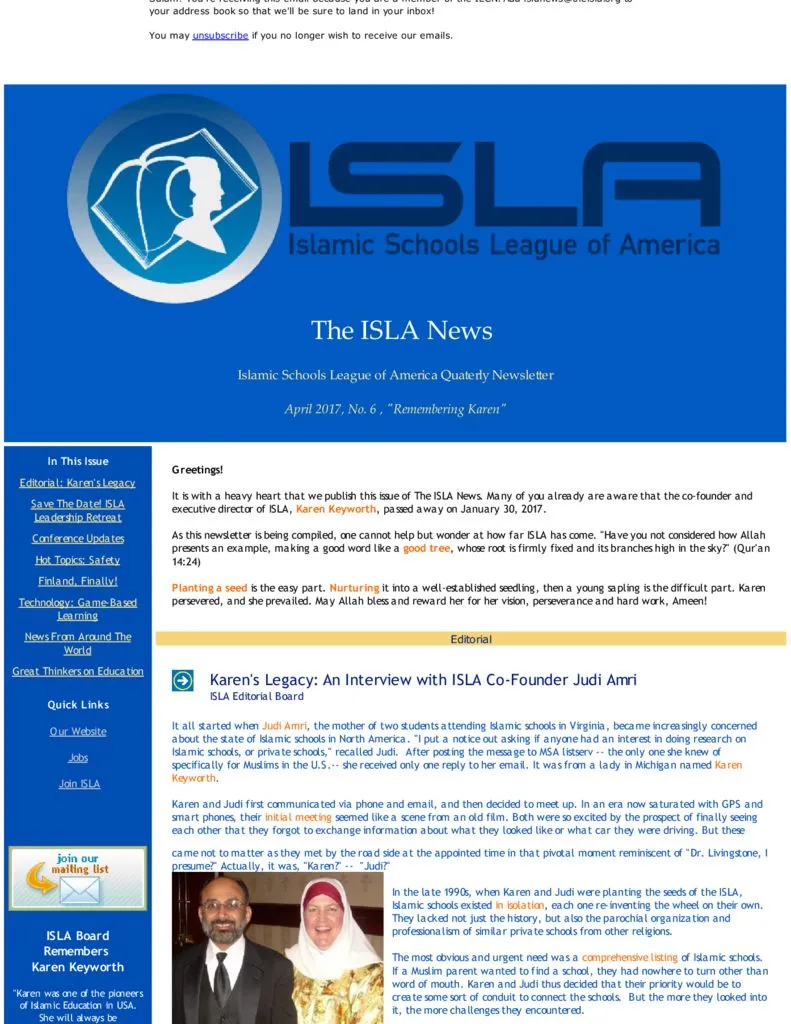 ISLA Newsletter No. 6 – April, 2017