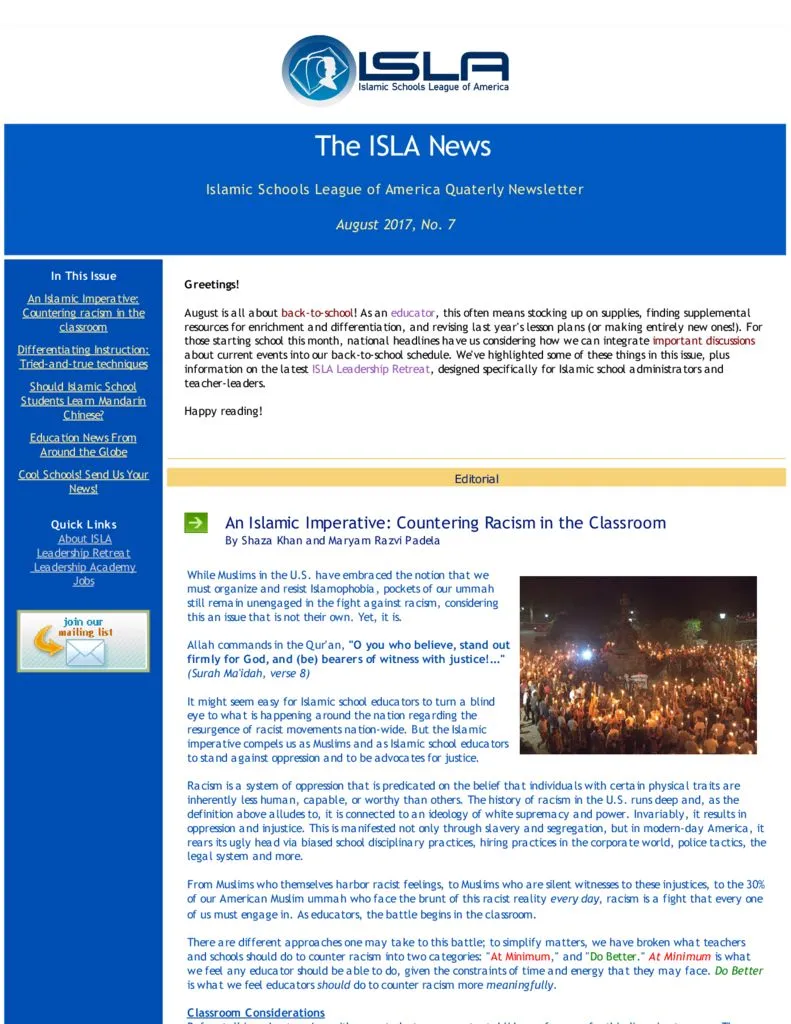 ISLA Newsletter No. 7 – August 2017