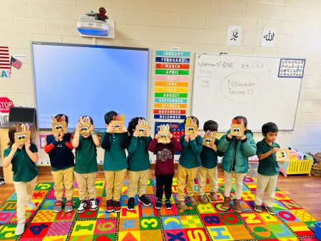 Photo of students as turkeys